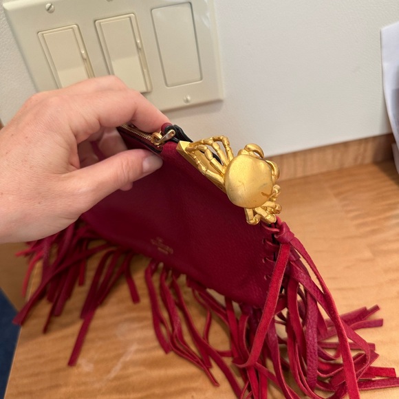 Valentino fringed red clutch - Picture 2 of 5